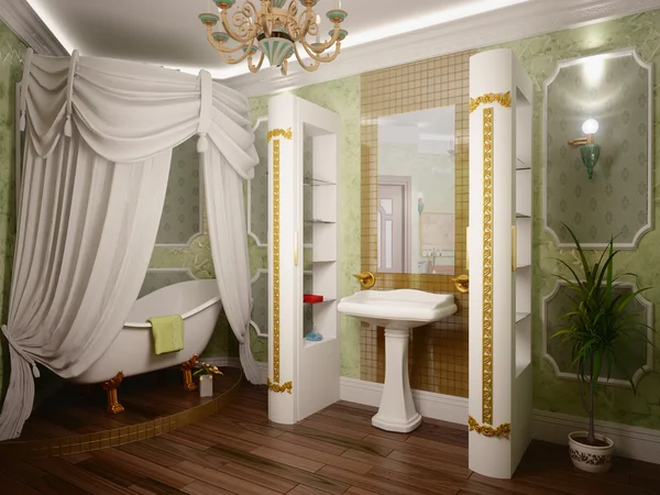 Interior Banheiro Luxo Estilo Clássico Renderização — Fotografia de Stock