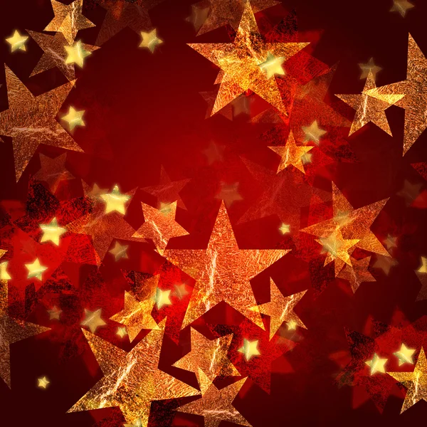 Goldene Sterne in Rot — Stockfoto