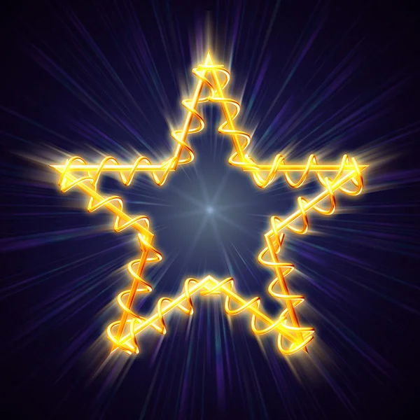 Gyllene julstjärna med spiral i blått — Stockfoto