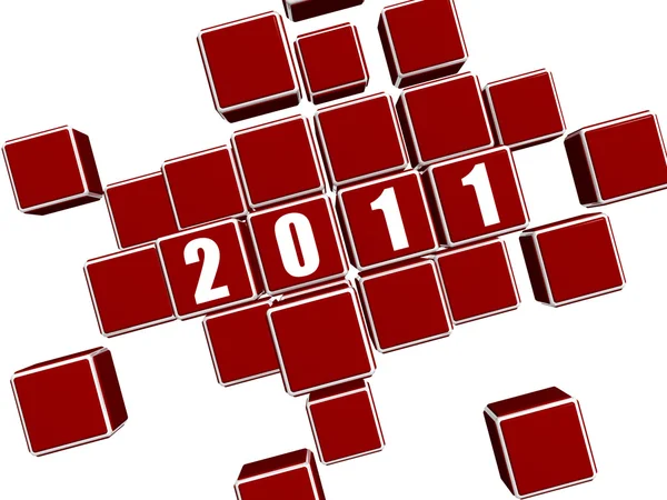 Красные кубики устроены как 2011 — стоковое фото