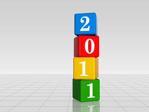 Colour cubes with 2011 with reflection — Stock Photo, Image