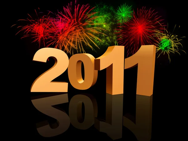 Goldenes Jahr 2011 mit Feuerwerk — Stockfoto