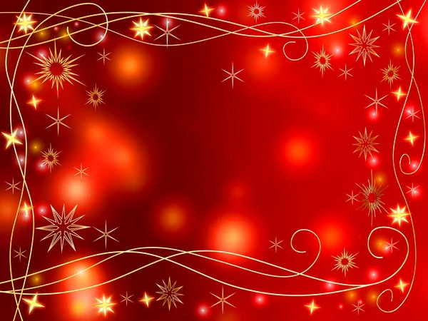 クリスマス 3 d の黄金の星と雪 — ストック写真