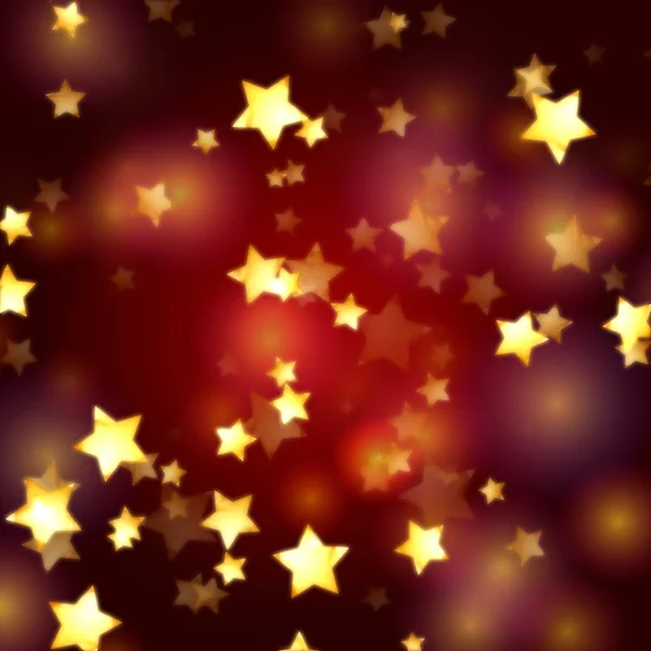 Gyllene stjärnor i rött och violett ljus — Stockfoto