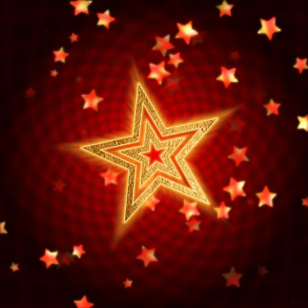 Złote gwiazdy z spirali w kolorze czerwonym — Zdjęcie stockowe
