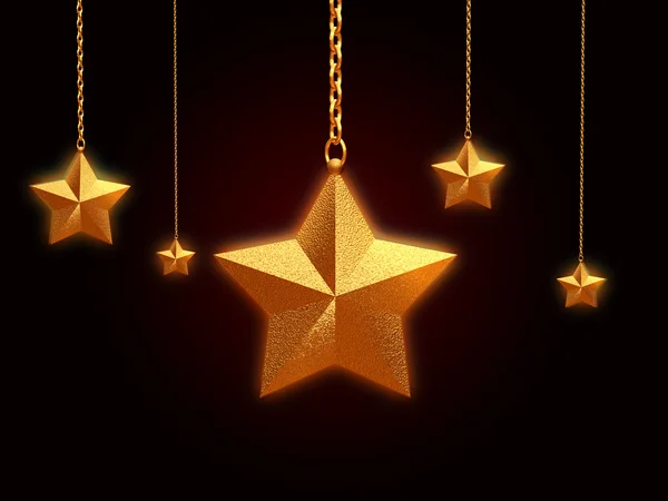 3D χρυσά αστέρια με αλυσίδες — Φωτογραφία Αρχείου