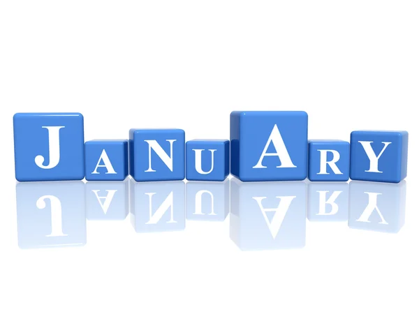Januari in 3D-kubussen — Stockfoto