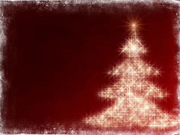Shining christmas tree with frame in red — Stock Photo, Image