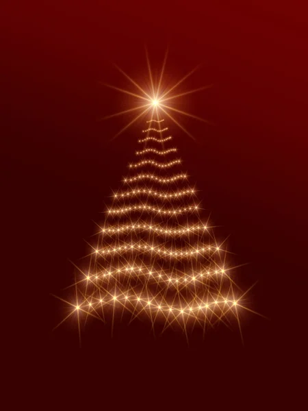 Shining christmas tree in red — Stock Photo, Image