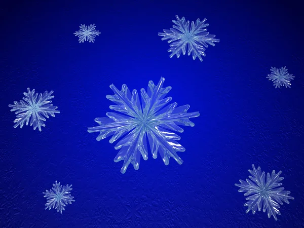 Flocos de neve de cristal em azul — Fotografia de Stock