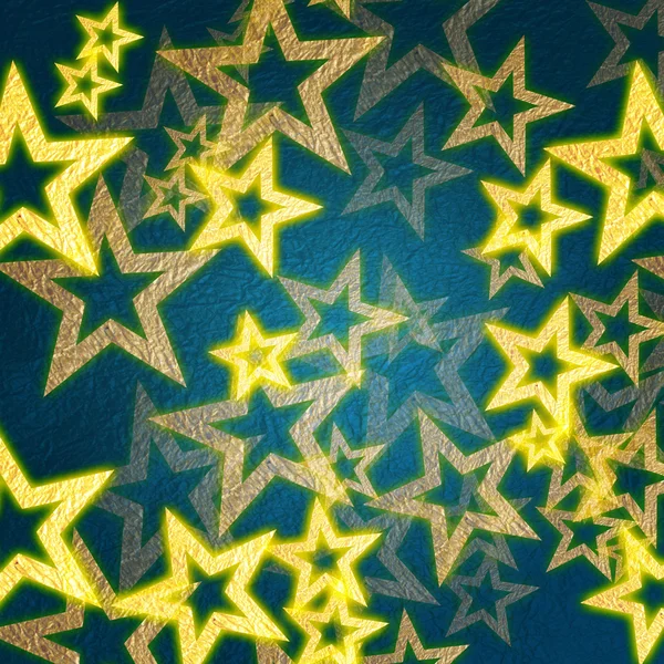 青色の背景に金色の星 — ストック写真