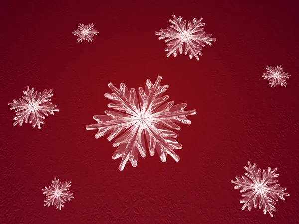 Crystal snowflakes in red — Stock Photo, Image