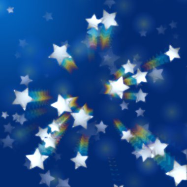 Rainbow stars in blue clipart