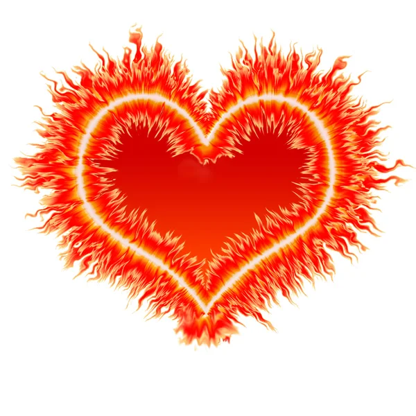 Brand Hjärta Rött Orange Och Gula Lågor — Stockfoto