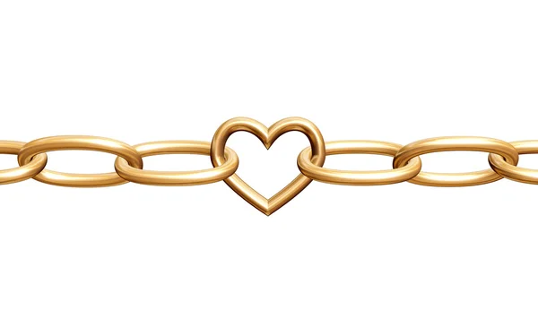 stock image 3d golden heart with chain, fetters, isolated