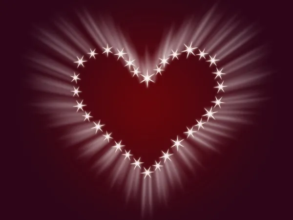 Coração Brilhante Desenhado Por Estrelas Brancas Com Raios Luz — Fotografia de Stock