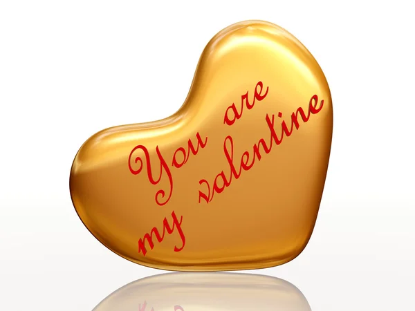 You are my valentine in golden heart — Stock Photo, Image