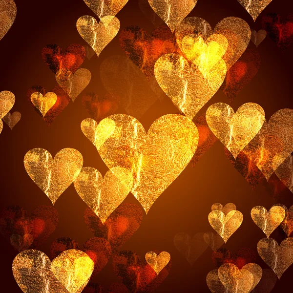 Zlaté srdce pozadí — Stock fotografie