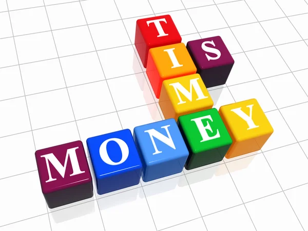Färg Lådor Med Text Tid Pengar — Stockfoto