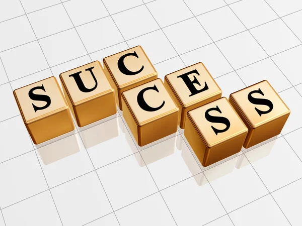 Golden Boxes Text Success Reflection — Stock Photo, Image