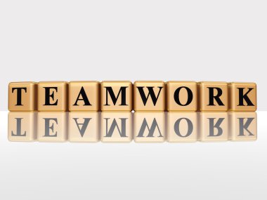 Golden teamwork with reflection clipart