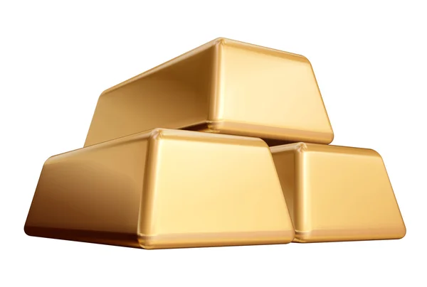 Altın bullions 3 izole — Stok fotoğraf