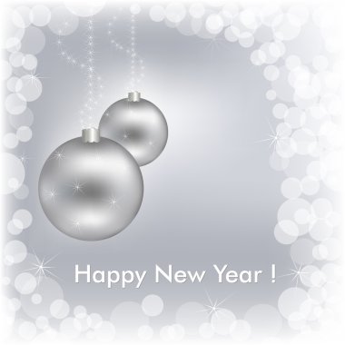 Happy New Year Beautiful Silver Design clipart