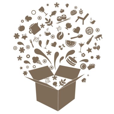 Box With Restaurant Icons clipart