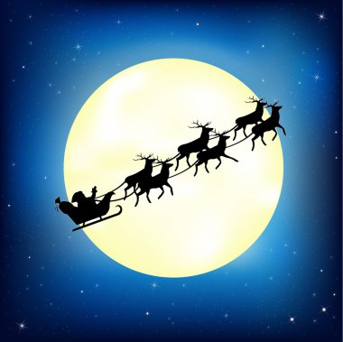 Santa Claus On Sledge With Deer clipart