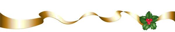 Ruban d'or avec Holly Berry — Image vectorielle
