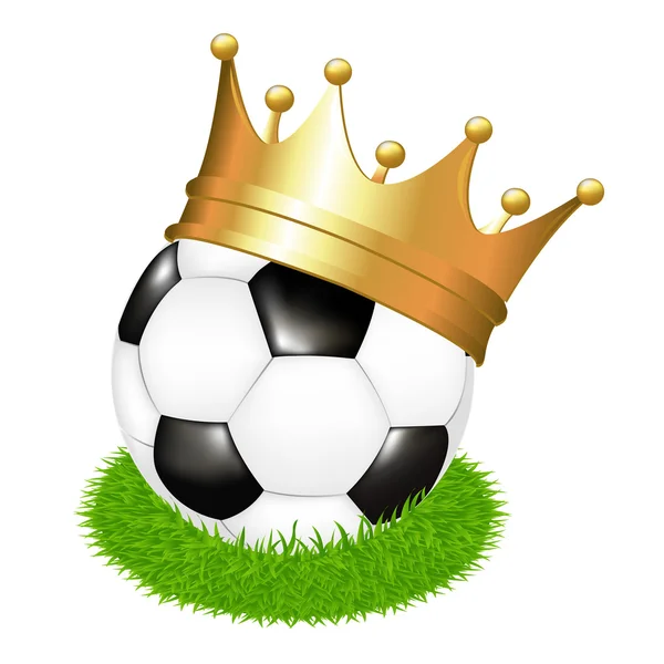 Voetbal op gras met kroon — Stockvector