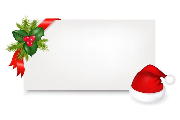 Étiquette cadeau vierge avec chapeau du Père Noël — Image vectorielle
