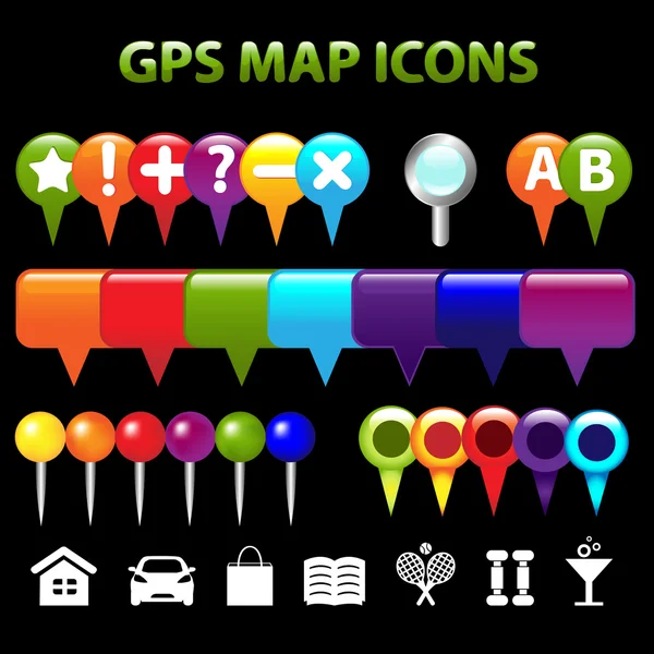Iconos GPS Mapa — Archivo Imágenes Vectoriales