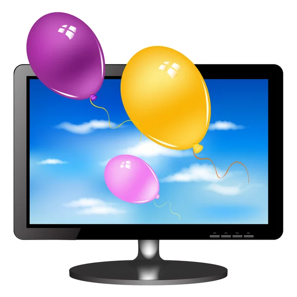 Lsd tv monitor mit ballons — Stockvektor