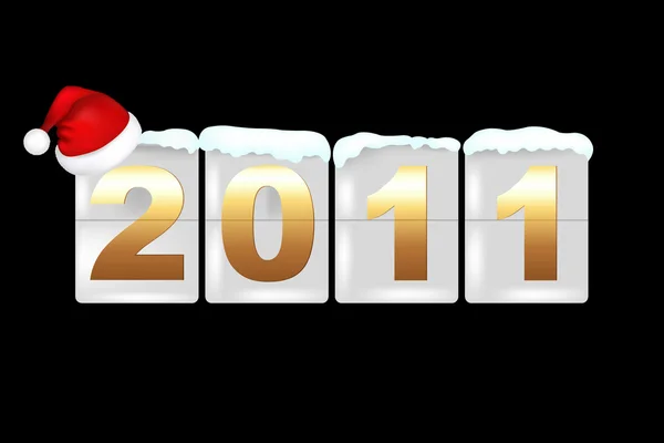 New Year Counter With Santa Claus Hat — Stock Vector