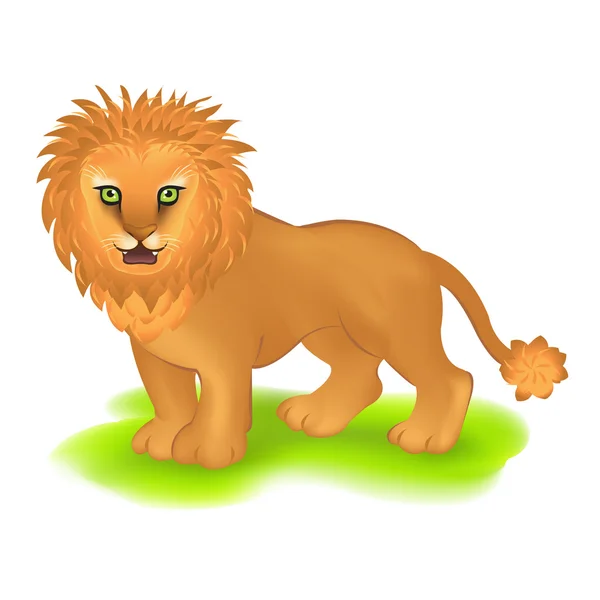 Lion On Grass — Stock Vector