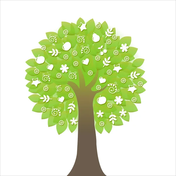 Baum mit Symbolen — Stockvektor