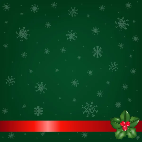 Fond vert de Noël avec Holly Berry — Image vectorielle