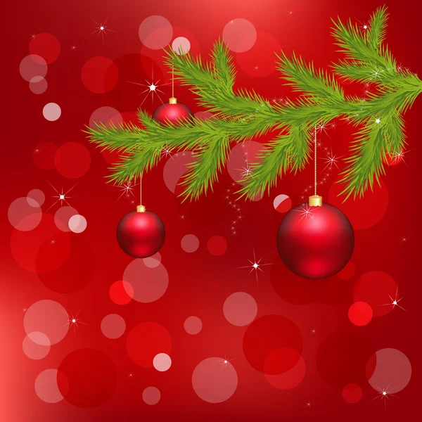 Sfondo rosso di Natale con palla di Natale — Vettoriale Stock