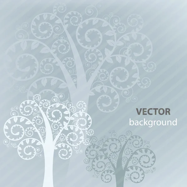 Arrière-plan gris avec arbres abstraits — Image vectorielle