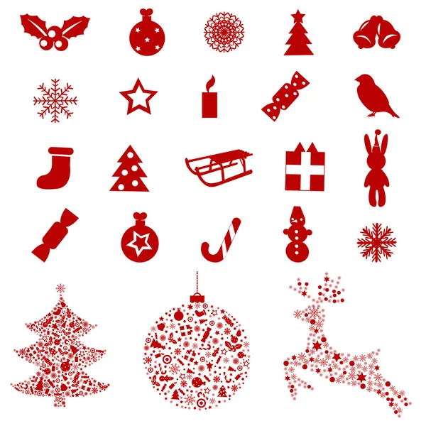 Weihnachtssymbole und -elemente — Stockvektor