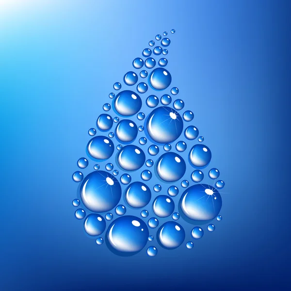 Gotas de água azul — Vetor de Stock