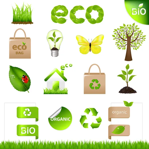 Collezione Eco Design Elementi e icone — Vettoriale Stock