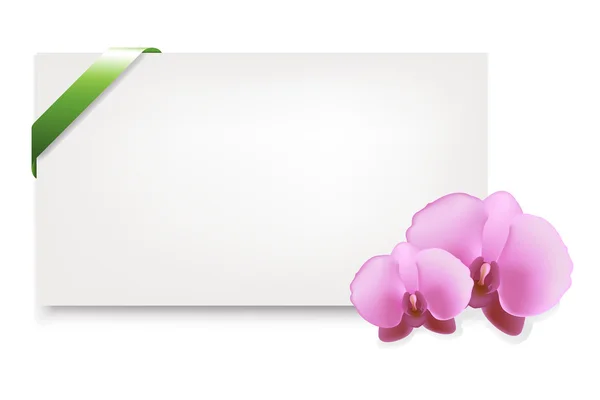 Tag regalo in bianco con orchidee — Vettoriale Stock