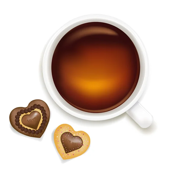 Taza de té con galletas — Vector de stock