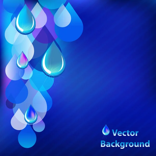 Blue Abstract Background With Drops — Stock Vector