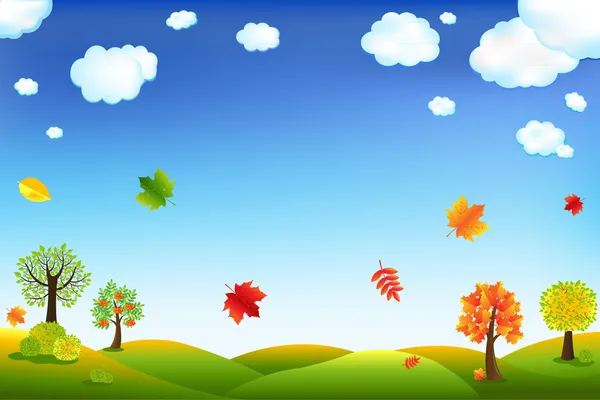 Осенний пейзаж мультфильма — стоковый вектор
