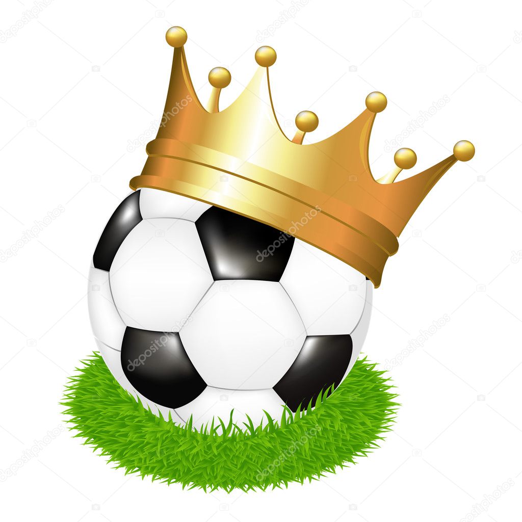 Soccer Ball On Grass With Crown