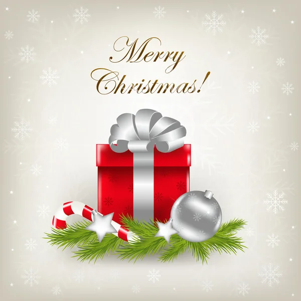 Veselé ilustrace Vánoce s dárkem — Stock fotografie