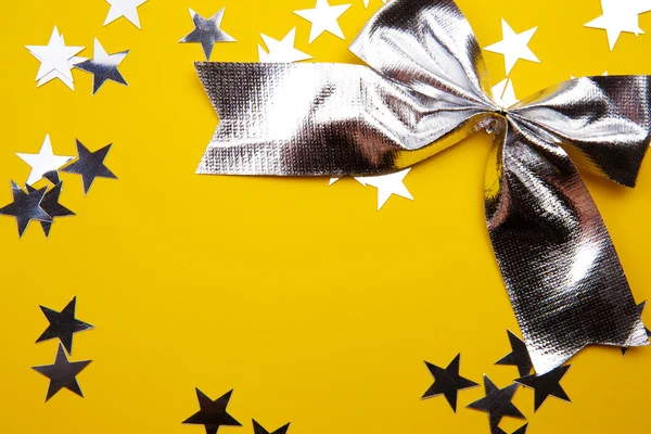Silver Bow And Stars — Stock Photo, Image